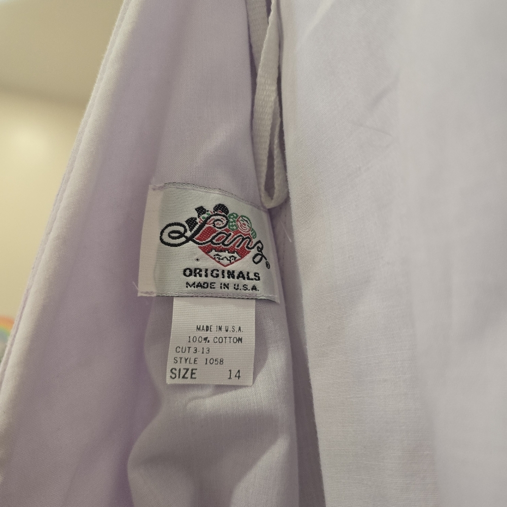 VTG 80s LANZ Lilac Lavender Cottagecore Puff Sleeve Bowback Maxi Dress Womens 14 - Picture 8 of 8